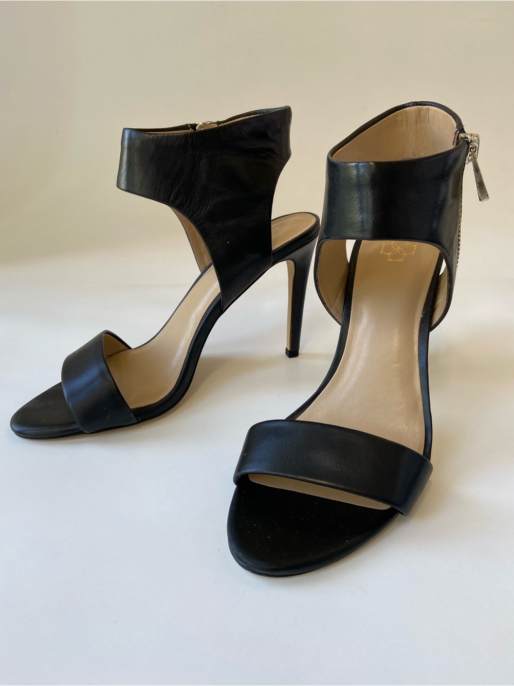 NWT Black High Heel Ann Taylor leather Ankle-Cuff Sandals